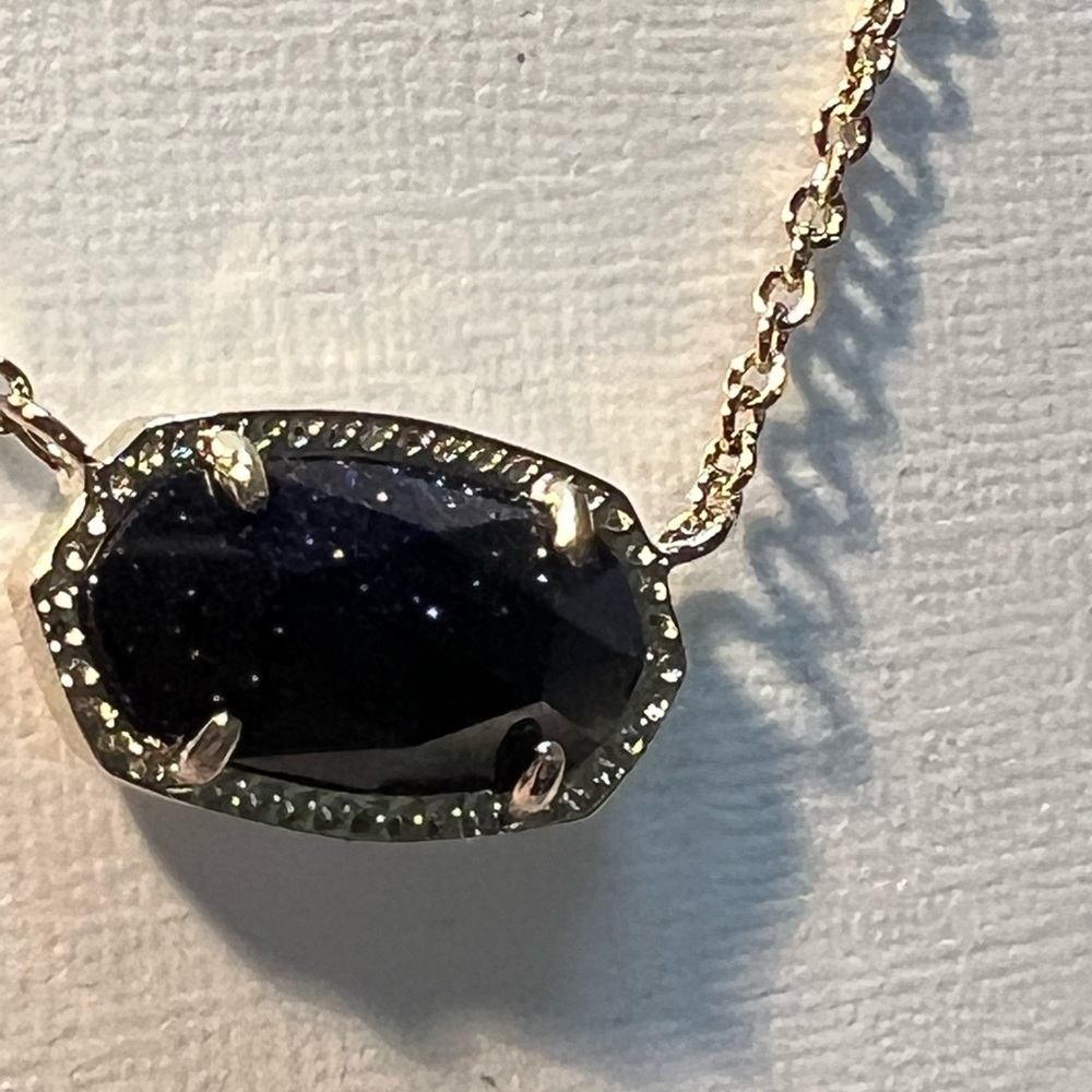 NWT Kendra Scott RARE Elisa Necklace Blue Goldstone Yellow Gold Bloomingdales😊 - Picture 6 of 10